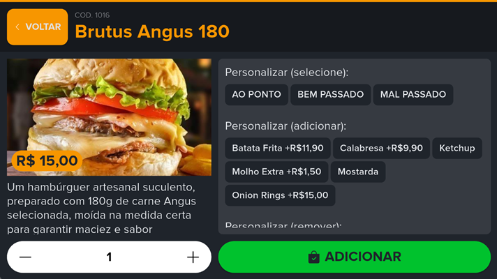 Detalhes do produto no tablet